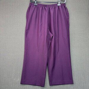 Alfred Dunner Womens Plus Size 24W Plum Elastic waist Pull-On Pants